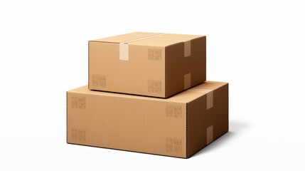 cardboard boxes on white background