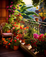 Fototapeta na wymiar Small garden of flowers in the balcony of a home