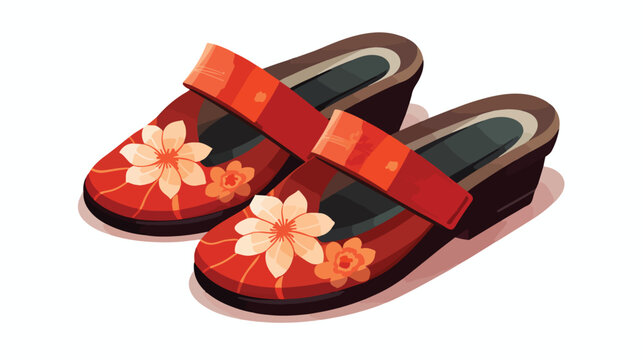 Geta traditional Japanese shoes. Vector illustration