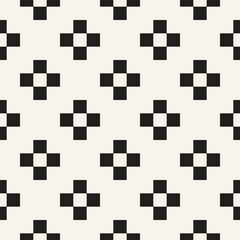 Vector seamless pattern. Repeating geometric elements. Stylish monochrome background design. - 755604544