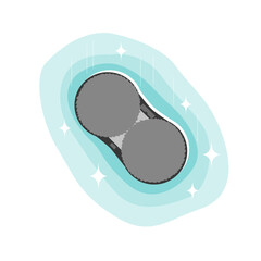 Window cleaning robot cleaning the window glass on a white background. Robotic device for windows and vertical surfaces cleaning. View from inside, vector isolated illustration.