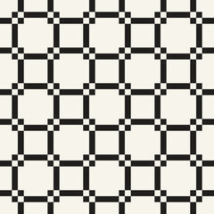 Vector seamless pattern. Repeating geometric elements. Stylish monochrome background design. - 755605324