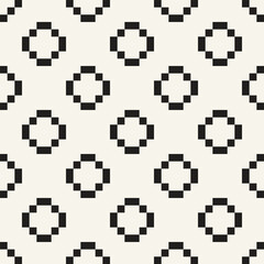 Vector seamless pattern. Repeating geometric elements. Stylish monochrome background design. - 755605701
