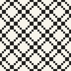 Vector seamless pattern. Repeating geometric elements. Stylish monochrome background design. - 755605715