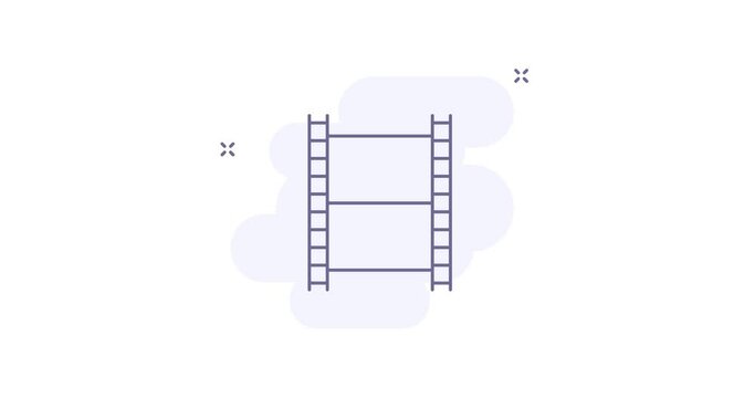 film strip 2d animated outline icon. film strip line icon 4k video motion design graphics for web, mobile and ui design.