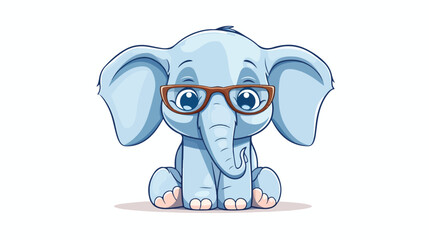 Illustration of elephant with glasses flat vector is