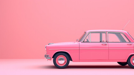 Pink car on a pink background.