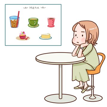 カフェでお茶をする女性