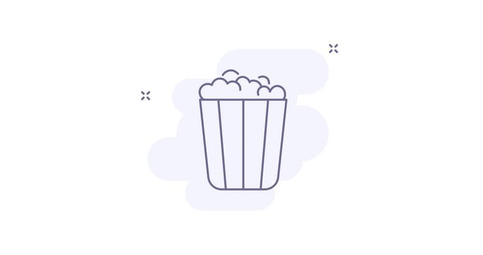 popcorn 2d animated outline icon. popcorn line icon 4k video motion design graphics for web, mobile and ui design.