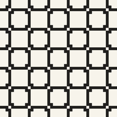 Vector seamless pattern. Repeating geometric elements. Stylish monochrome background design. - 755606911