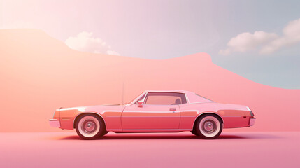Fototapeta na wymiar Pink car on a pink background.