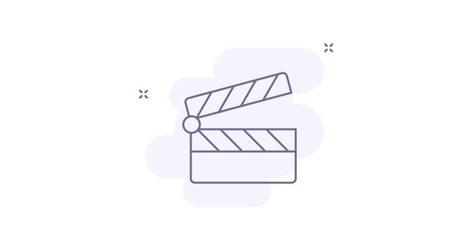 movie clapper 2d animated outline icon. movie clapper line icon 4k video motion design graphics for web, mobile and ui design.