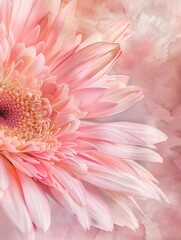 A romantic and dreamy floral background created from a close-up image of a Gerbera flower