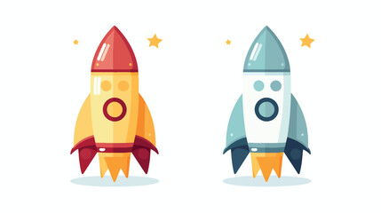 Kawaii space rocket up and launch exploration symbol