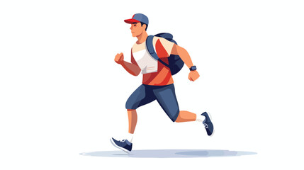 Fototapeta na wymiar Man courier running with letters flat vector illustration