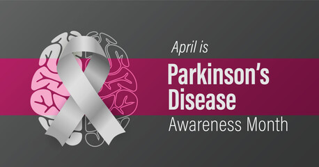 Parkinson's Disease Awareness Month campaign banner. Progressive degeneration of nerve cells. Brain disorder. Observed in April yearly.