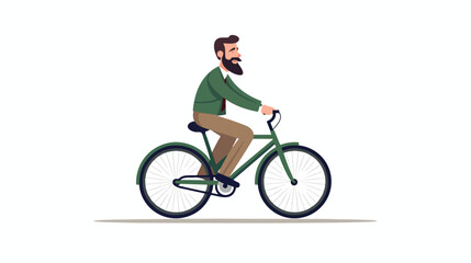 Man on the bicycle. Happy man riding the bicycle. Is