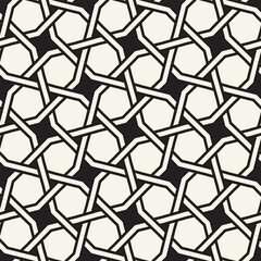 Vector seamless pattern. Repeating geometric elements. Stylish monochrome background design. - 755608381