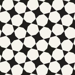 Vector seamless pattern. Repeating geometric elements. Stylish monochrome background design. - 755608520