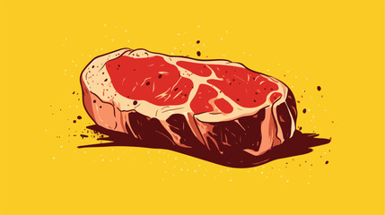 Meat steak illustration silhouette on the yellow background