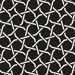 Vector seamless pattern. Repeating geometric elements. Stylish monochrome background design. - 755608761