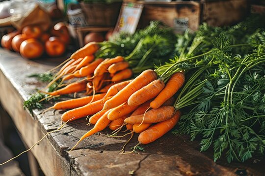 Fresh carrots harvest background with Healthy vegan food and Gardening concept