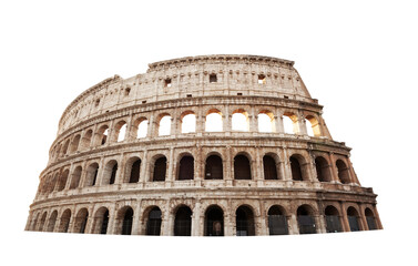 Colosseum amphitheatre in Rome, Italy isolated on transparent white. Design element