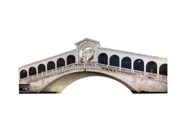 Rialto Bridge in Venice, Italy isolated on transparent white. Design element