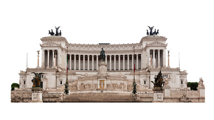 Victor Emmanuel II Monument in Rome, Italy isolated on transparent white. Design element