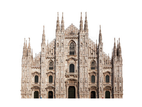 Milan Cathedral in Milan, Italy isolated on transparent white. Design element