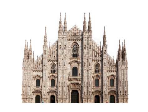 Milan Cathedral in Milan, Italy isolated on transparent white. Design element