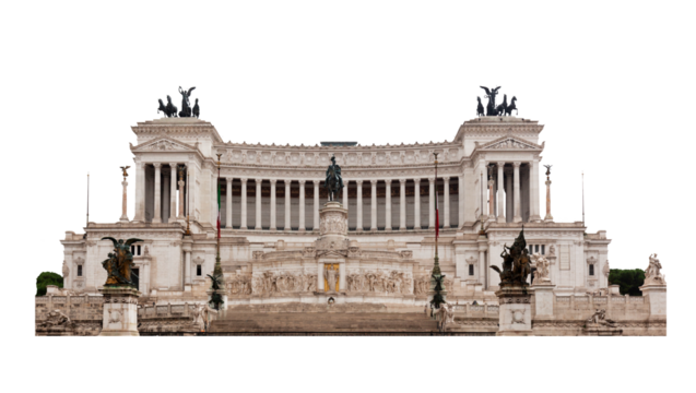 Victor Emmanuel II Monument in Rome, Italy isolated on transparent white. Design element