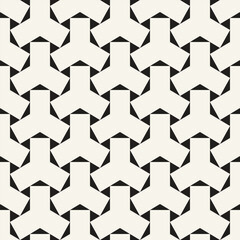 Vector seamless pattern. Repeating geometric elements. Stylish monochrome background design. - 755609734
