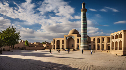 Poi Kalon mosque and minaret in Bukhara, Uzbekista. - obrazy, fototapety, plakaty