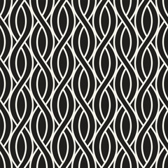 Vector seamless pattern. Repeating geometric elements. Stylish monochrome background design. - 755610128