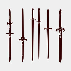 minimalist Sword icons set
