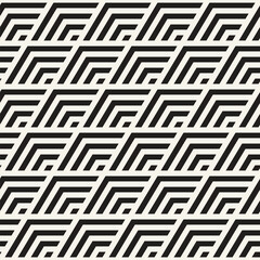 Vector seamless pattern. Repeating geometric elements. Stylish monochrome background design. - 755610370