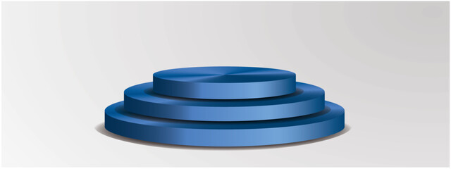 vector blue podium with tree steps - 755610726