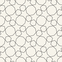 Vector seamless pattern. Repeating geometric elements. Stylish monochrome background design. - 755610746