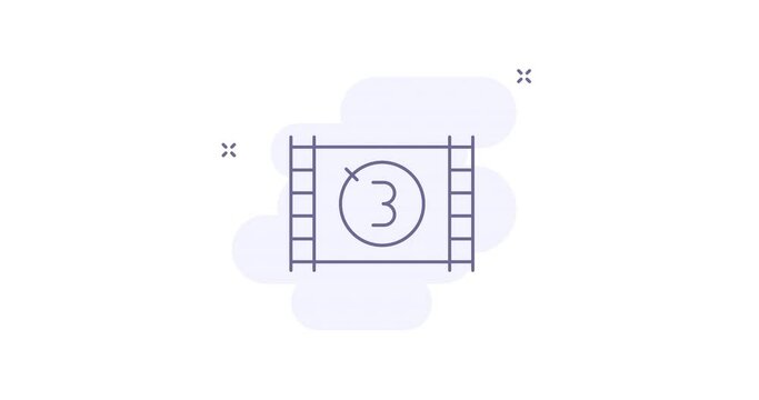 old movie countdown 2d animated outline icon with alpha channel. old movie countdown line icon 4k video motion design graphics for web, mobile and ui design.