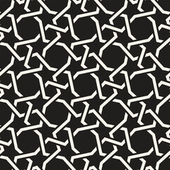 Vector seamless pattern. Repeating geometric elements. Stylish monochrome background design. - 755611119