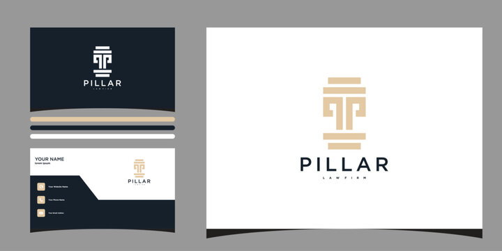 Letter p and pillar logo design vector. Premium Vector