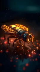 Firefly insect animal outdoor scene ultra detailed macro photography image poster background