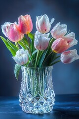 Obraz premium A delicate bouquet of Tulips in close-up. Spring flowers.