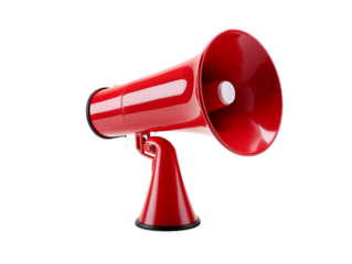 3D realistic megaphone speaker isolated on transparent background.