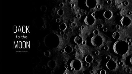 Moon surface in stippling style with shadows and many meteorite impact craters. Close-up top view lunar noisy grainy texture using dots. Pointillism. Dotwork. Vector illustration © 3d_kot