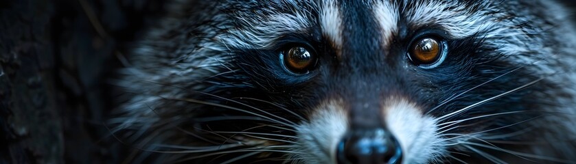 Curious Raccoons Nighttime Adventure A Close-up Portrait
