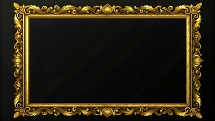 empty gold luxury vintage frame with a black background