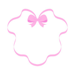 Pink bow ribbon coquette aesthetic frame heart illustration vector