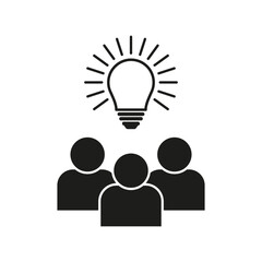 Creativity team light bulb. Idea icon collaboration. Vector illustration. EPS 10.
